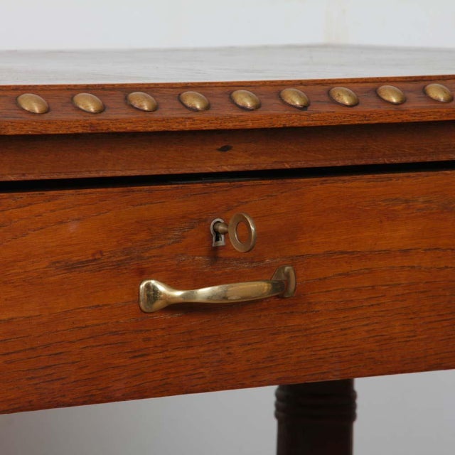 Oak and Brass Desk in the style of Charles Dudouyt, 1940 For Sale - Image 6 of 9