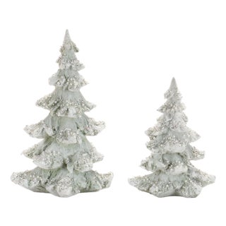 Beaded Frosted Christmas Trees (Set of 2) For Sale