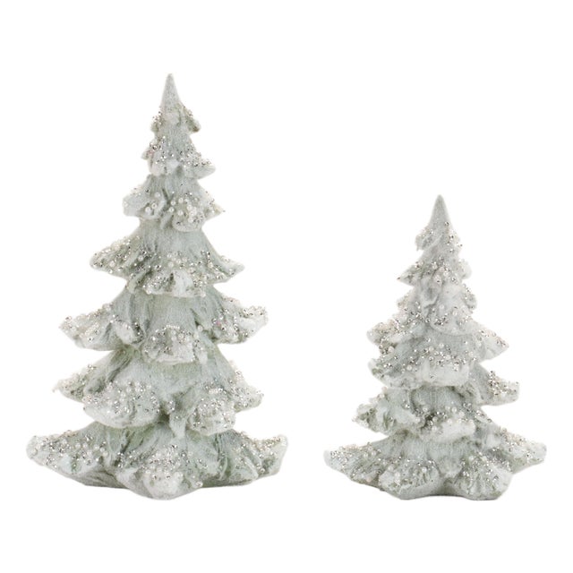 Beaded Frosted Christmas Trees (Set of 2) For Sale