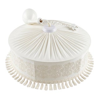 1970s Swedish Pleated Cream Cotton & Lace Pendant Light For Sale
