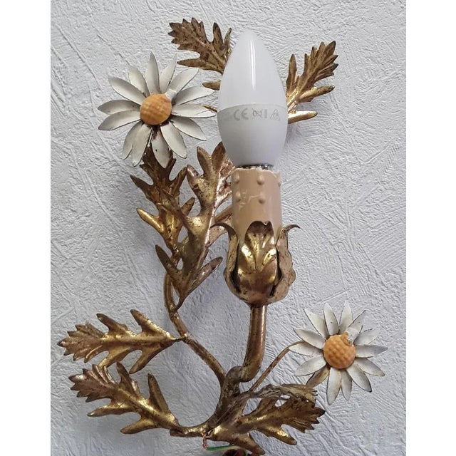 1970s Vintage Wall Lamps in Gilded Floral-Worked Iron by Hans Kögl, 1970s, Set of 2 For Sale - Image 5 of 11