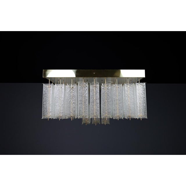 Bohemian Flush Mount in Textured Glass and Brass, 1960s For Sale - Image 11 of 18