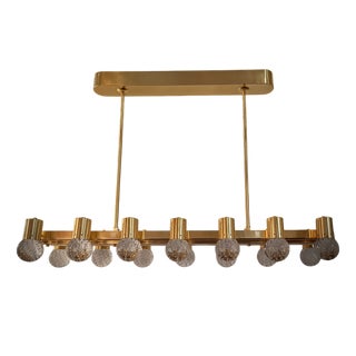 Transparent Murano Glass and Brass Chandelier with Pendants, 2000s For Sale