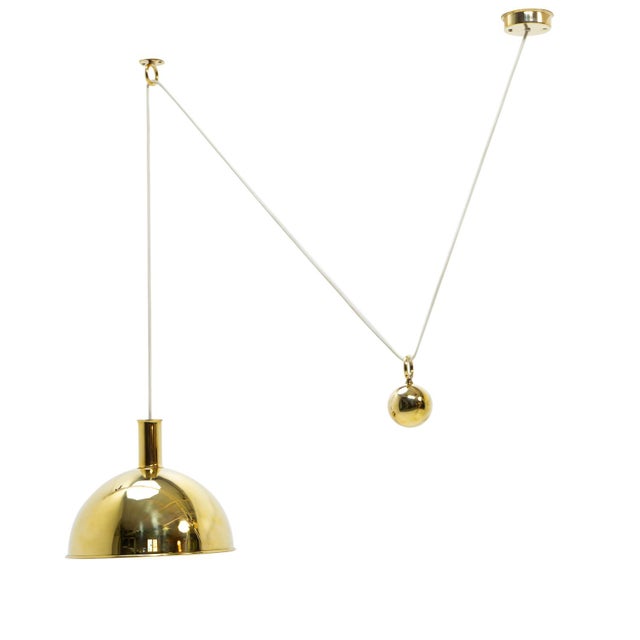 Adjustable Counterweight Pendant in Brass attributed to Florian Schulz, 1970s For Sale - Image 12 of 12