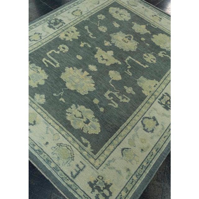 Black Turkish Oushak Rug 5' x 6'1" #19091 For Sale - Image 8 of 8