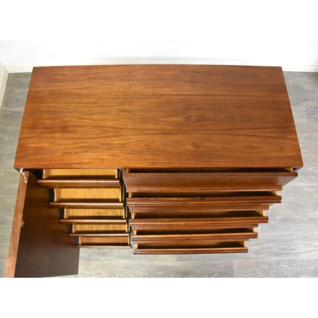 1960s Refinished Walnut Mid Century Dresser Armoire For Sale - Image 5 of 11