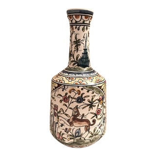 Vintage MCM Hand Painted Nazari Ceramic Vase Portugal For Sale