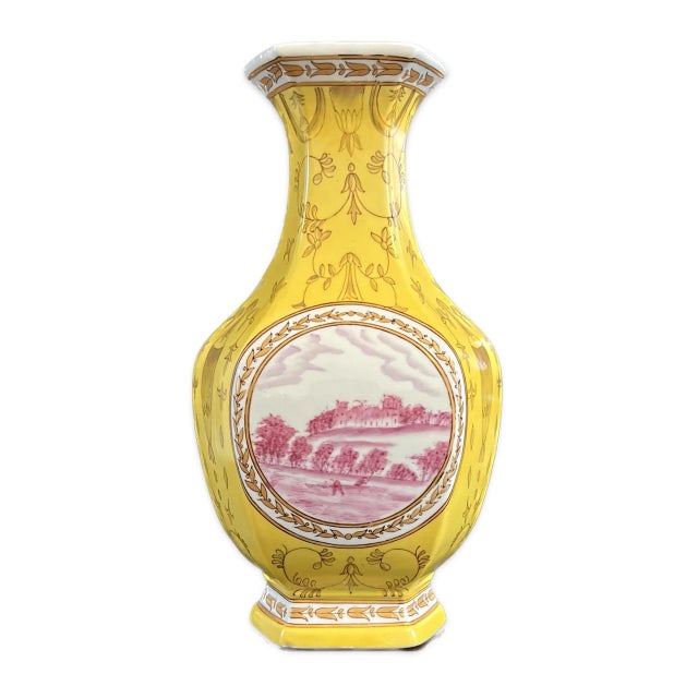 Large Hexagonal Yellow Baluster Vase by United Wilson, 1980s For Sale - Image 13 of 13