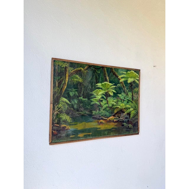 1960s Jungle Forest Landscape, 1960s, Oil on Canvas For Sale - Image 5 of 18