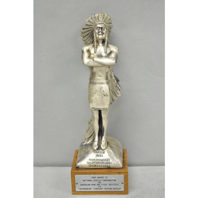 Wood Vintage 1960s Popai Oma Store Display Award Trophy Native American Chief Figure For Sale - Image 7 of 15