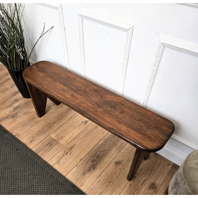 Antique Italian Minimal Rustic Wooden Bench, 1890s For Sale - Image 5 of 9