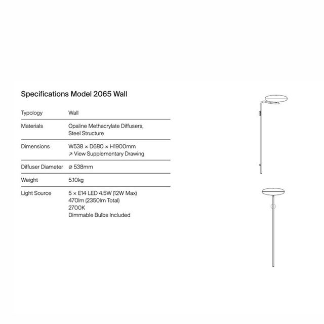 Not Yet Made - Made To Order Model 2065 Wall Lamp with White Diffuser by Gino Sarfatti For Sale - Image 5 of 9