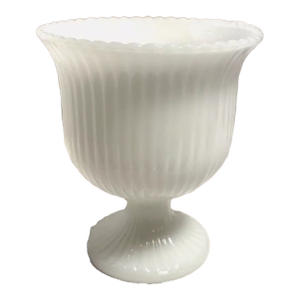 Vintage MCM e.o. Brody & Co. Milk Glass Ribbed Pedistal Planter