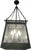 Large Visual Comfort E.F. Chapman Black metal clover square lantern with decorative chain, six candelabra lights, and four...