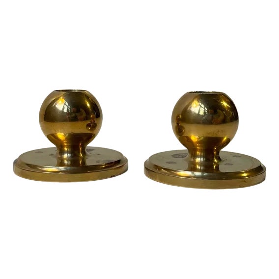 Small Mid-Century Spherical Candlesticks in Bronze, 1950s, Set of 2 For Sale