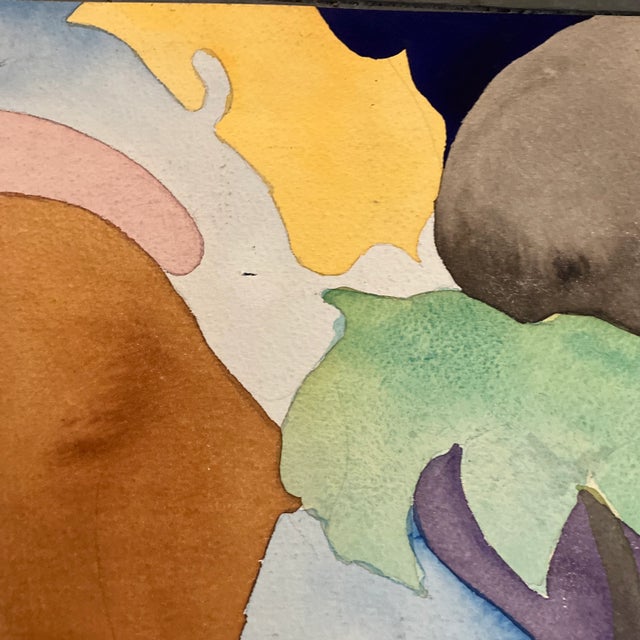 Abstract 1970’s Vintage Original Organic Abstract Watercolor Painting For Sale - Image 3 of 7