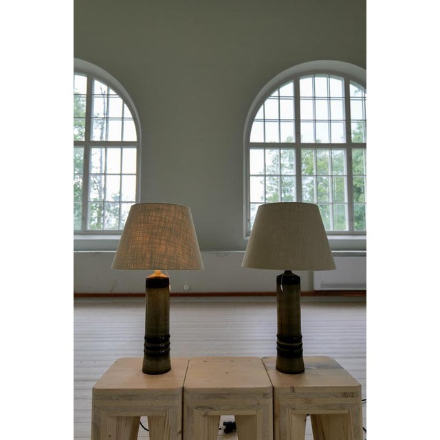Mid-Century Modern Table Lamps in Stoneware by Olle Alberius for Rörstrand, 1970s, Set of 2 For Sale - Image 9 of 13