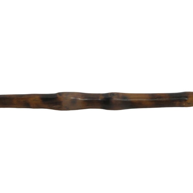 Brown Antique Dog Head With Beady Eyes Hand Carved Folk Art Walking Stick Cane For Sale - Image 8 of 9