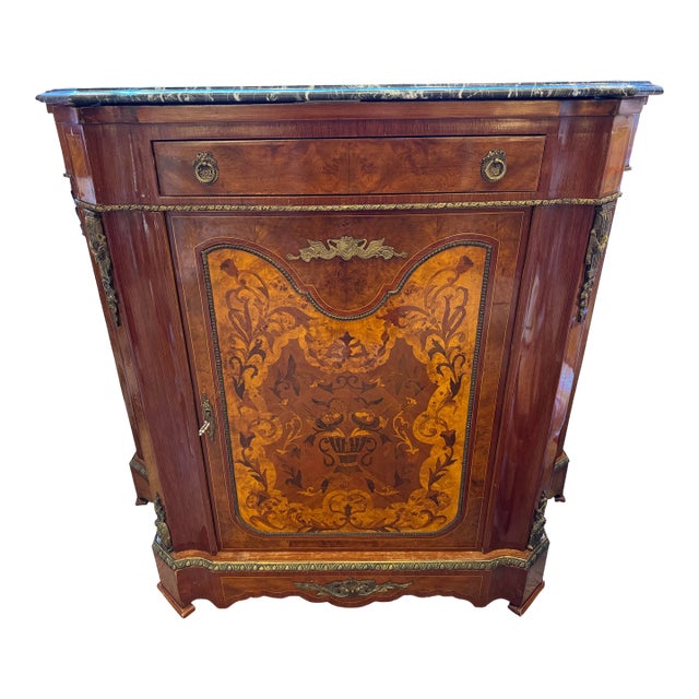 1910s French Style Marquetry Fruitwood Console Table For Sale