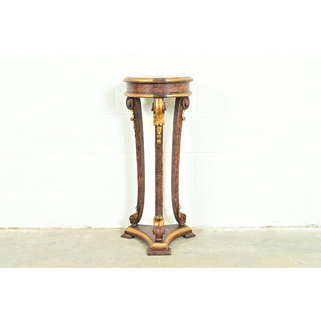 Neoclassical Gold Gilt and Faux Tortoise Shell Pedestal Plant Stand by Ugo Bianchi For Sale - Image 11 of 11