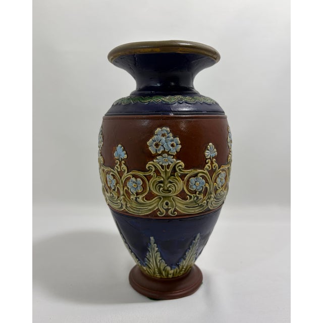 Blue Antique Doulton Lambeth Stoneware Vase – England, Late 19th Century For Sale - Image 8 of 10