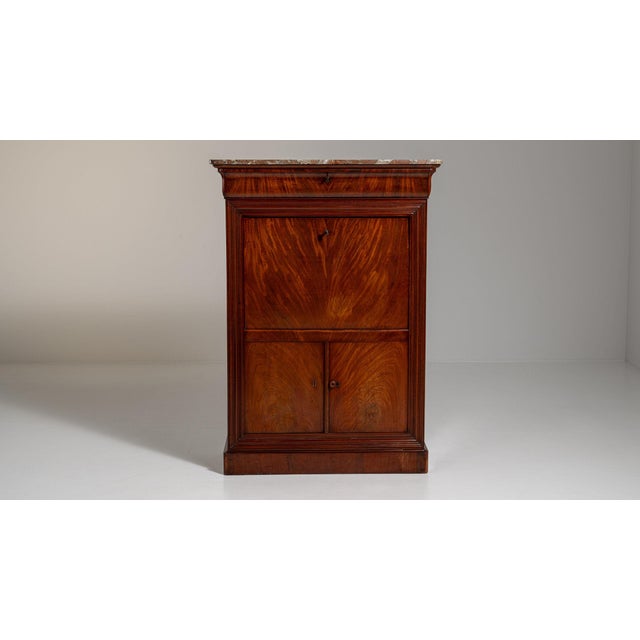19th Century 19th Century France Rich Mahogany Mahogany Secretaire Abattant For Sale - Image 5 of 10