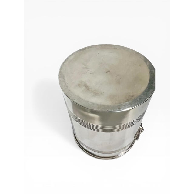 French Art Deco Silver Plate Champagne Bucket – L’Orfèvrerie Lion Head Ring Handles, Early 20th Century For Sale - Image 9 of 14