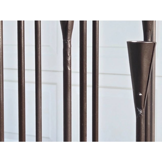 Brutalist Metal 42" Floor Candelabra, Manner of Harry Bertoia For Sale - Image 11 of 16