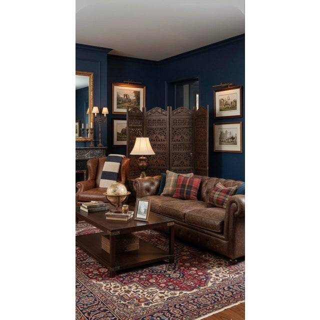 Brown Vintage Southeast Asian Hand-Carved Wooden Room Divider Screen With Elephant Motif For Sale - Image 8 of 8