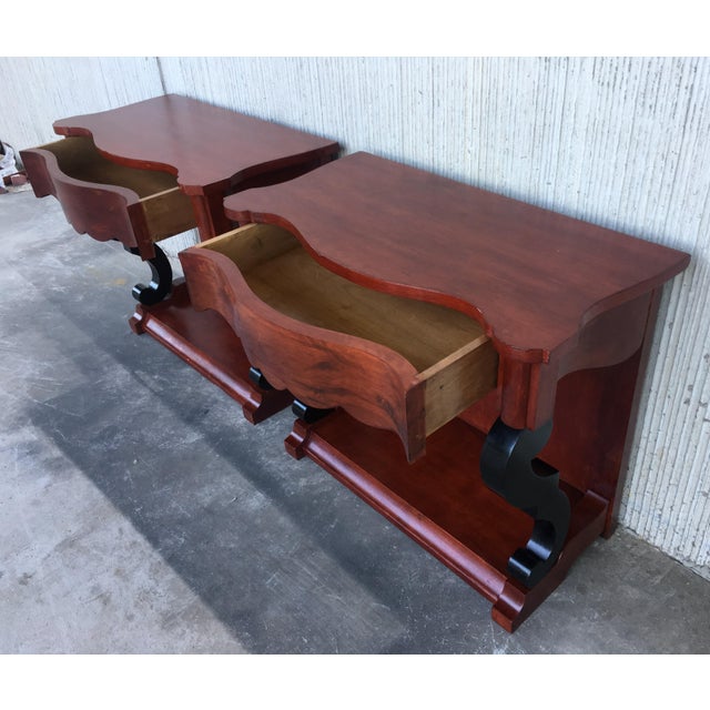 Late 19th Century Late 19th Century Low Pair of Console Tables or Nightstands in Mahogany For Sale - Image 5 of 18