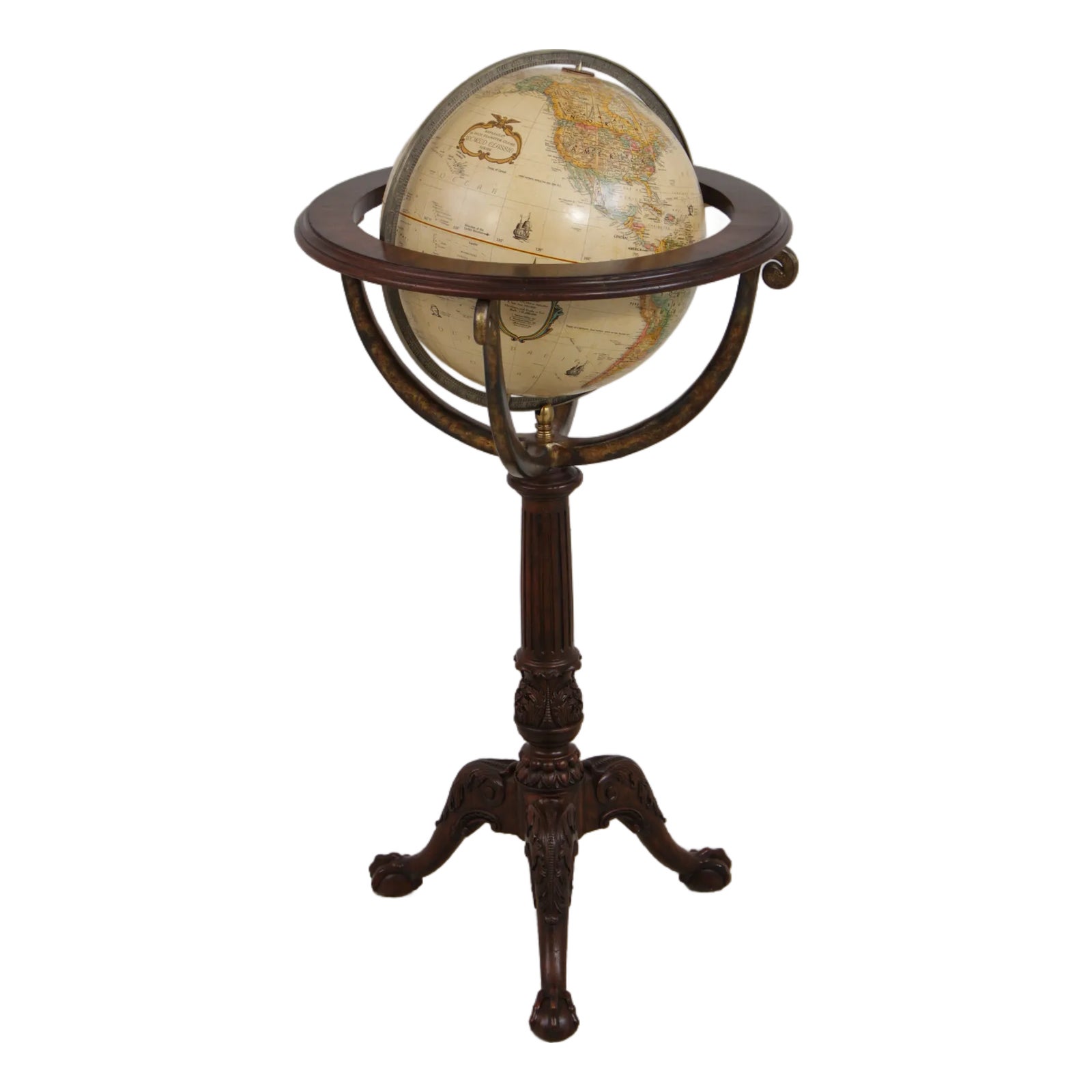 Maitland Smith Replogle Globe on Mahogany Stand | Chairish