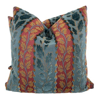 Brunschwig & Fils "Bertram Figured Velvet" in Twilight 22" Pillows-A Pair For Sale