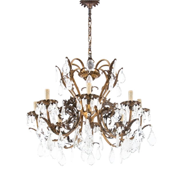 Crystal Chandelier, France, 1940s For Sale