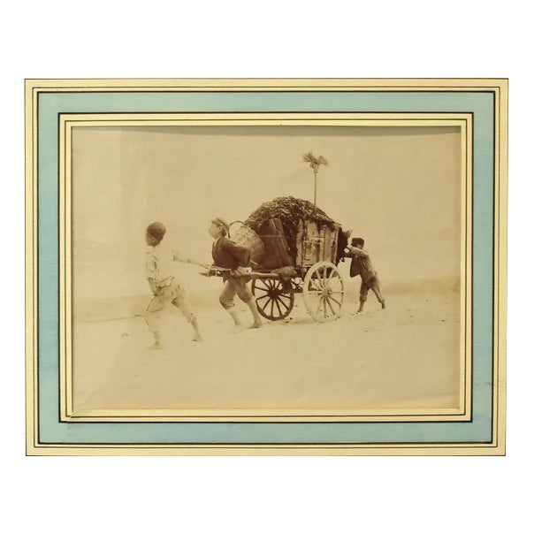 Boys Pulling a Wagon, Original Photograph, Late 19th-Century For Sale