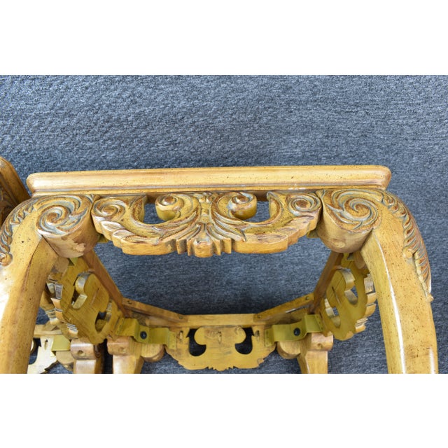 Chippendale Style Marble Mahogany End Tables - a Pair For Sale - Image 9 of 11