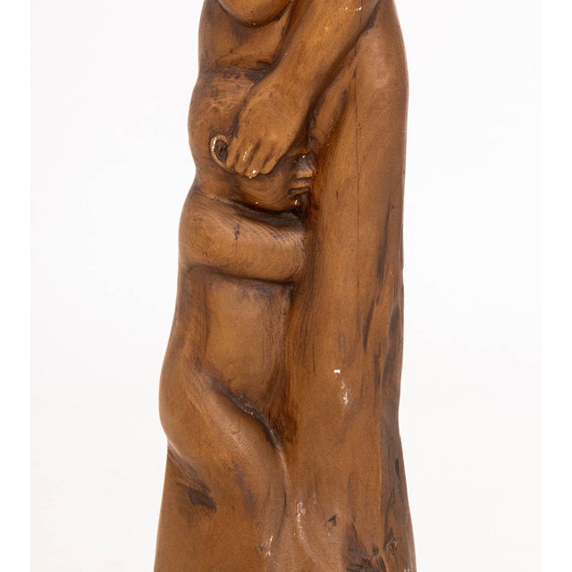 Figurative Ben Lassen Mother and Child Carved Wood Sculpture For Sale - Image 3 of 11