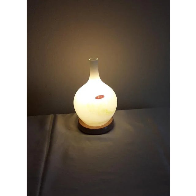 1990s Vintage Bottle-Shaped Table Lamp in Colored Glass & Beech from Joska Kristall, 1990s For Sale - Image 5 of 7