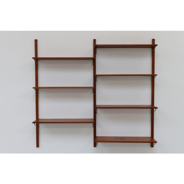 Wood Vintage Danish Wall Mounted Teak Shelving System, 1960s For Sale - Image 7 of 17