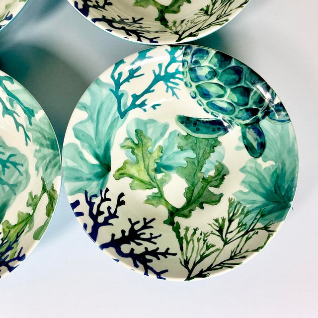 Late 20th C Boho Chic Coastal Melamine Sea Creatures Salad Plates & Bowls - Set of 12 For Sale - Image 15 of 15