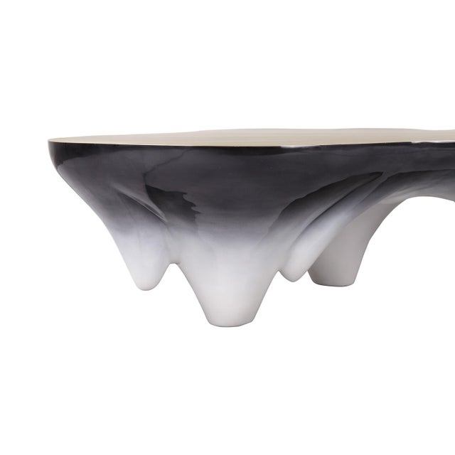 2020s Amoeba Coffee Table (ombre Parchment & Brass) For Sale - Image 5 of 6