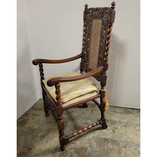 19th C English Walnut Armchair Jacobean Charles II Style For Sale - Image 11 of 12