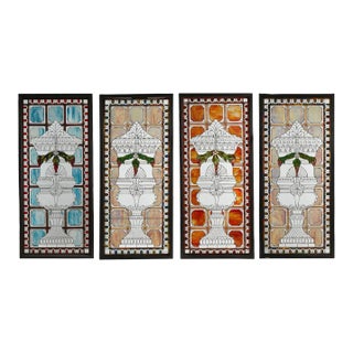 Late 19th Century American Victorian Leaded Glass Windows - Set of 4 For Sale