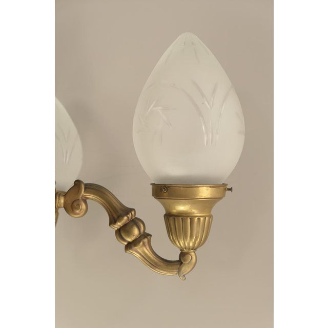 1930s Chandelier in Brass with Cut Glass Shades, Budapest, 1930s For Sale - Image 5 of 12