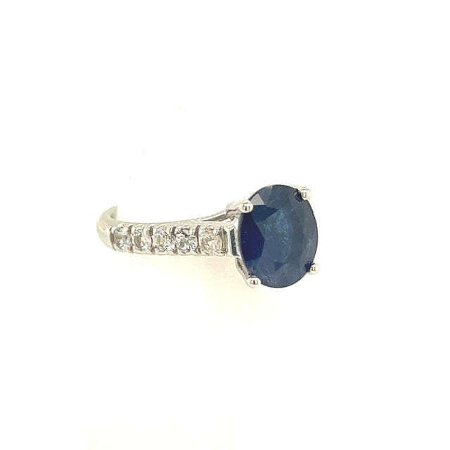 Natural Sapphire Diamond Ring 14k W Gold 3 TCW Certified For Sale - Image 9 of 10