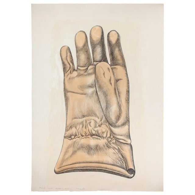 Glove is an authentic original Etching on cardboard, realized by the Italian artist Giacomo Porzano (1925-2006). Hand-...