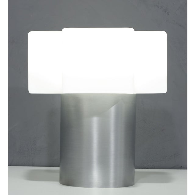 1960s Italian Glass and Aluminum Table Lamp Made in Italy For Sale - Image 5 of 8