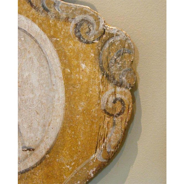 Tuscan Hand Painted 2 Lite Wall Sconces From Siena Italy Featuring a Monogrammed Medallion - Pair For Sale - Image 9 of 11