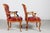 Rococo Set of Danish Rococo Armchairs in Walnut and Red Aniline Leather, 1880 For Sale - Image 3 of 16