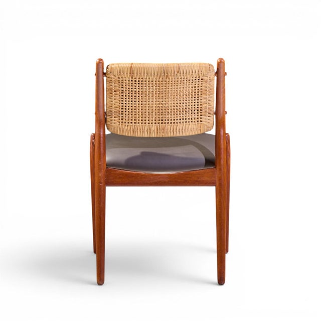 Brown Arne Vodder for Sibast Model 51 Mid Century Danish Teak and Cane Dining Chairs - Set of 6 For Sale - Image 8 of 17