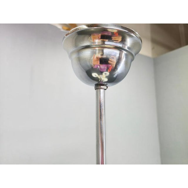 Bauhaus Chandelier in Milk Glass and Chrome, 1930s For Sale - Image 9 of 12